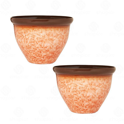 Bell Planters Squat Glazed Effect Decorative Plastic Garden Pots for Indoor Outdoor Use | Flower, Herb & Succulent Plant Pots