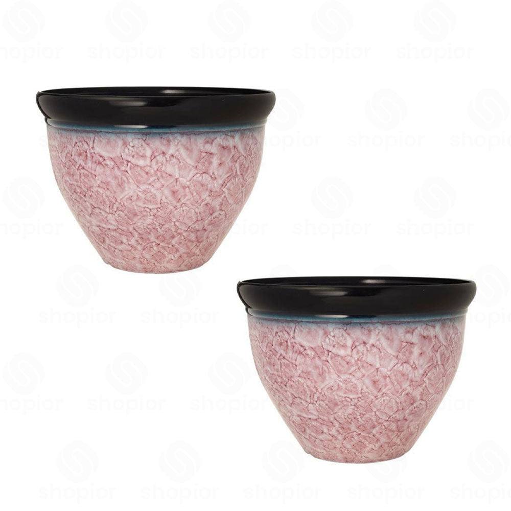 Bell Planters Squat Glazed Effect Decorative Plastic Garden Pots for Indoor Outdoor Use | Flower, Herb & Succulent Plant Pots