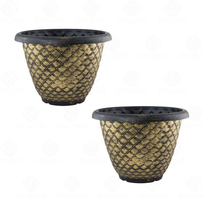 Bell Planters Squat Glazed Effect Decorative Plastic Garden Pots for Indoor Outdoor Use | Flower, Herb & Succulent Plant Pots