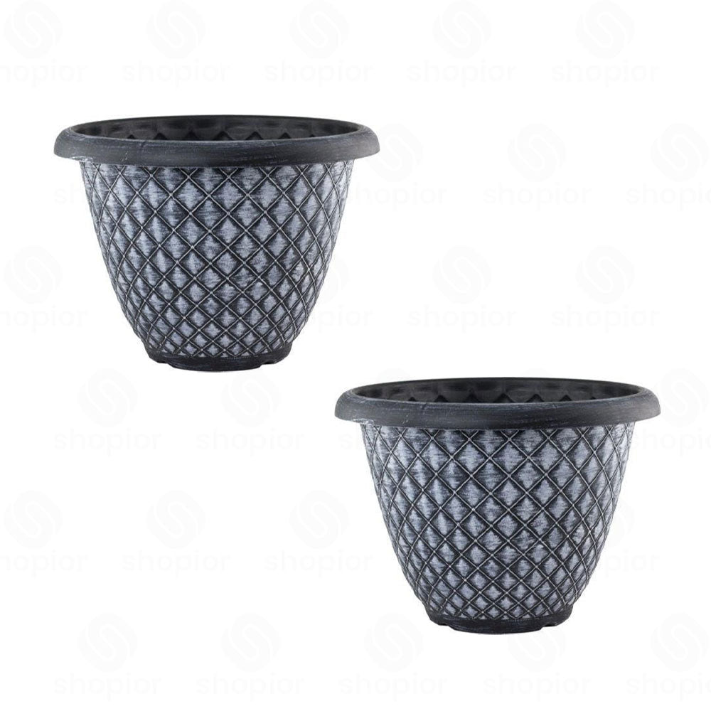 Bell Planters Squat Glazed Effect Decorative Plastic Garden Pots for Indoor Outdoor Use | Flower, Herb & Succulent Plant Pots