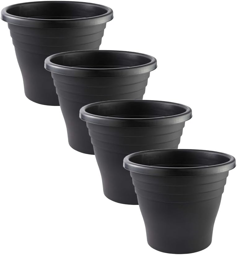 30cm (12 Inch) Plastic Planter Round Ascot Flower Pot | Garden Plant Pot