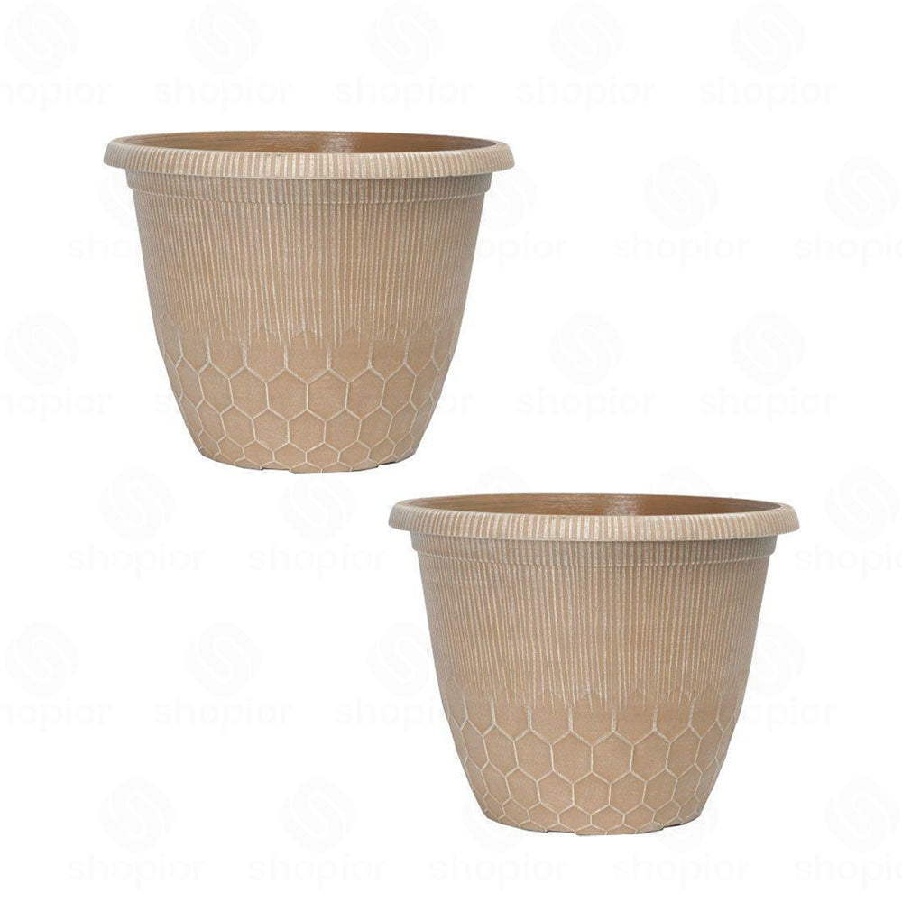Bristol Planter 12.5 Inch | Modern Round Plastic Plant Pot, Indoor Outdoor Garden Planter