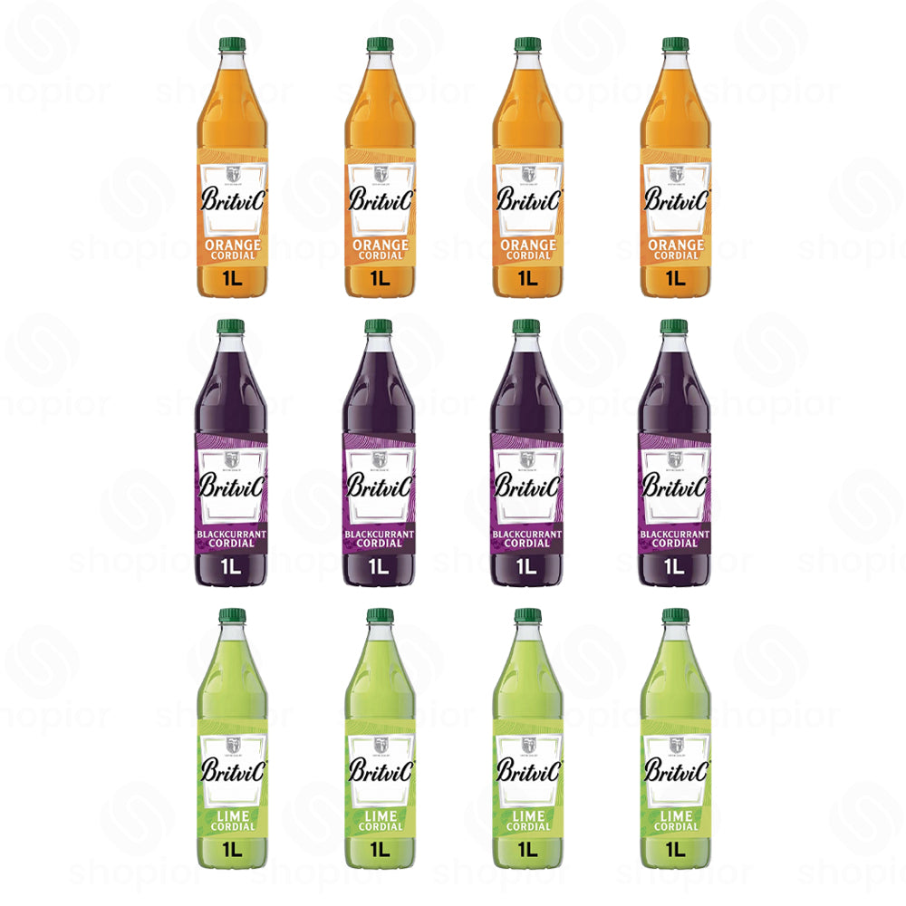 Britvic Fruit Cordial Concentrate – Dilutable Squash Drink, No Added Sugar, Lime Variety | 1L×12Pack