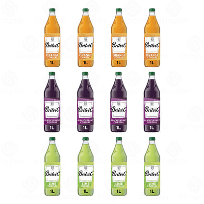 Britvic Fruit Cordial Concentrate – Dilutable Squash Drink, No Added Sugar, Lime Variety | 1L×12Pack