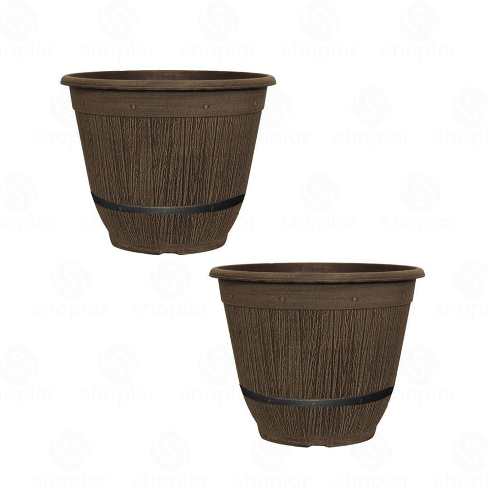 Cask Planter Bell with Band 35cm – Large Barrel Effect Garden Plant Pot | Indoor Outdoor Use