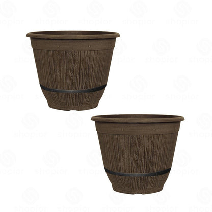 Cask Planter Bell with Band 35cm – Large Barrel Effect Garden Plant Pot | Indoor Outdoor Use