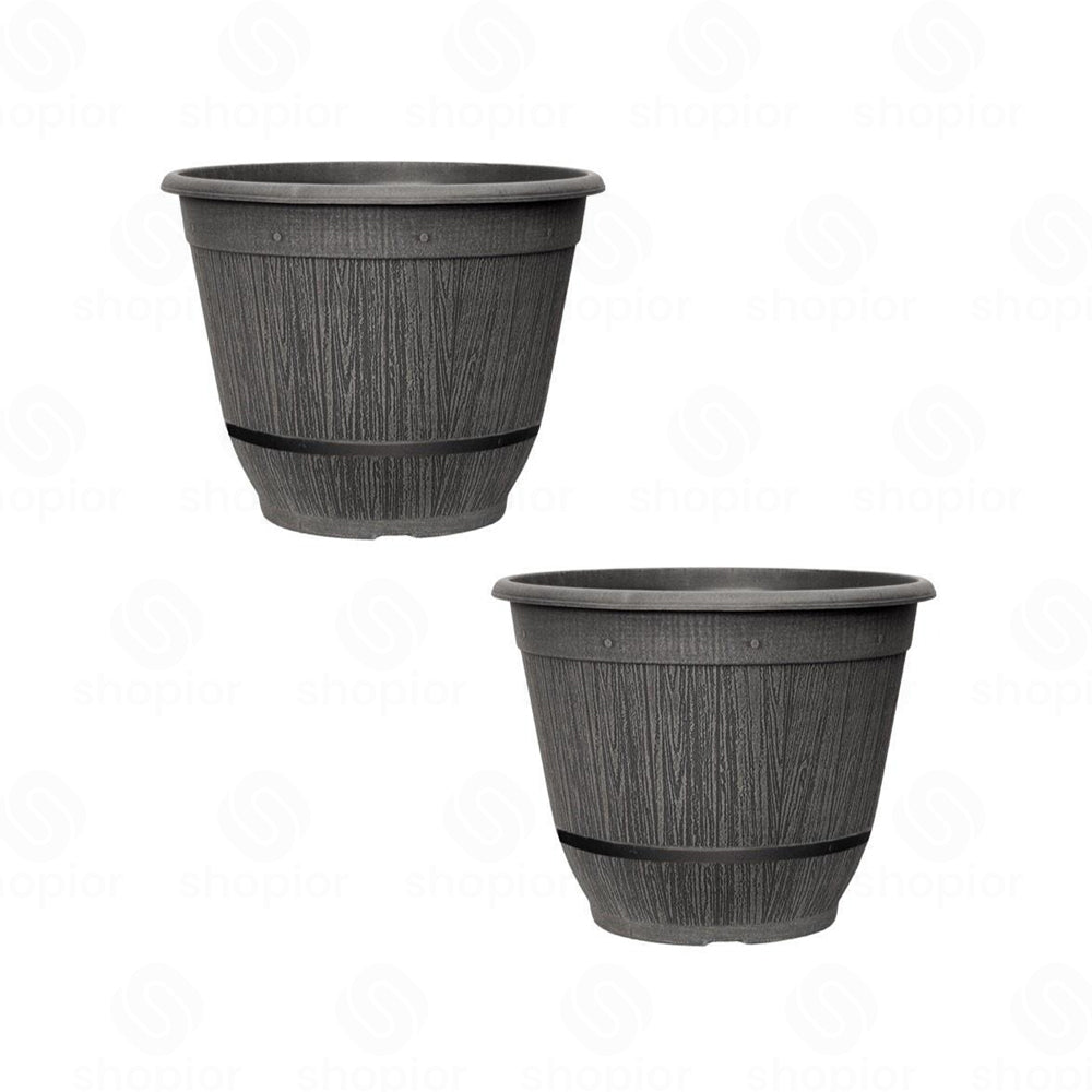 Cask Planter Bell with Band 35cm – Large Barrel Effect Garden Plant Pot | Indoor Outdoor Use