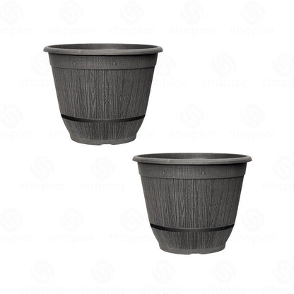Cask Planter Bell with Band 35cm – Large Barrel Effect Garden Plant Pot | Indoor Outdoor Use