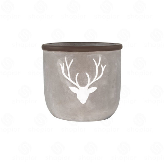 Cement Stag Head Planter 14cm | Grey & White Rustic Decorative Plant Pot