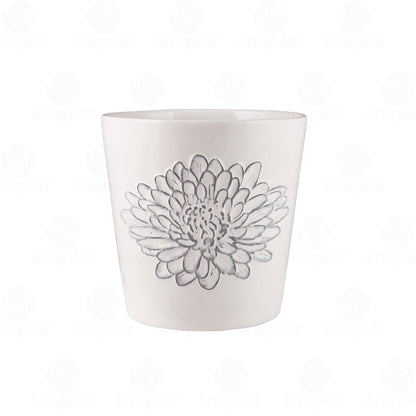 Ceramic Flower Head Planter 14cm – Pink & White Embossed Floral Indoor Plant Pot