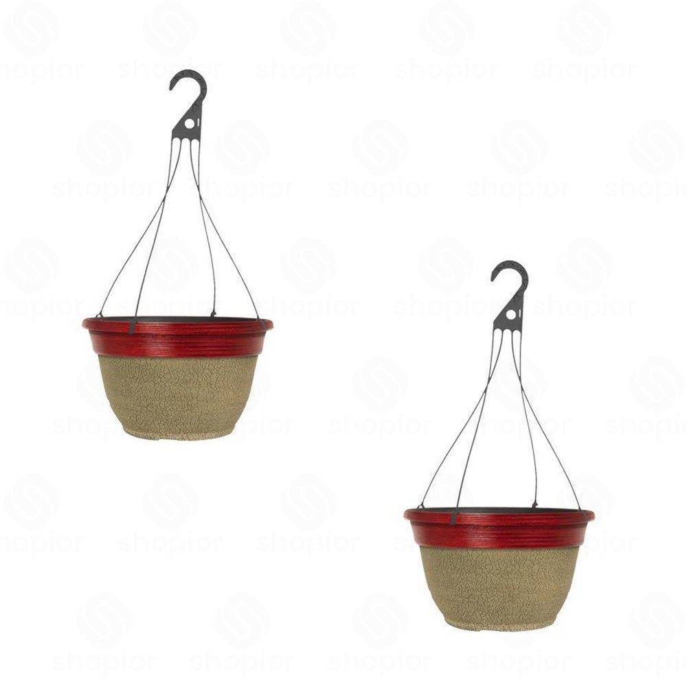 Decorative Plastic Planter Collection | Rustic Crackle Hanging Baskets  Indoor Plant Pots