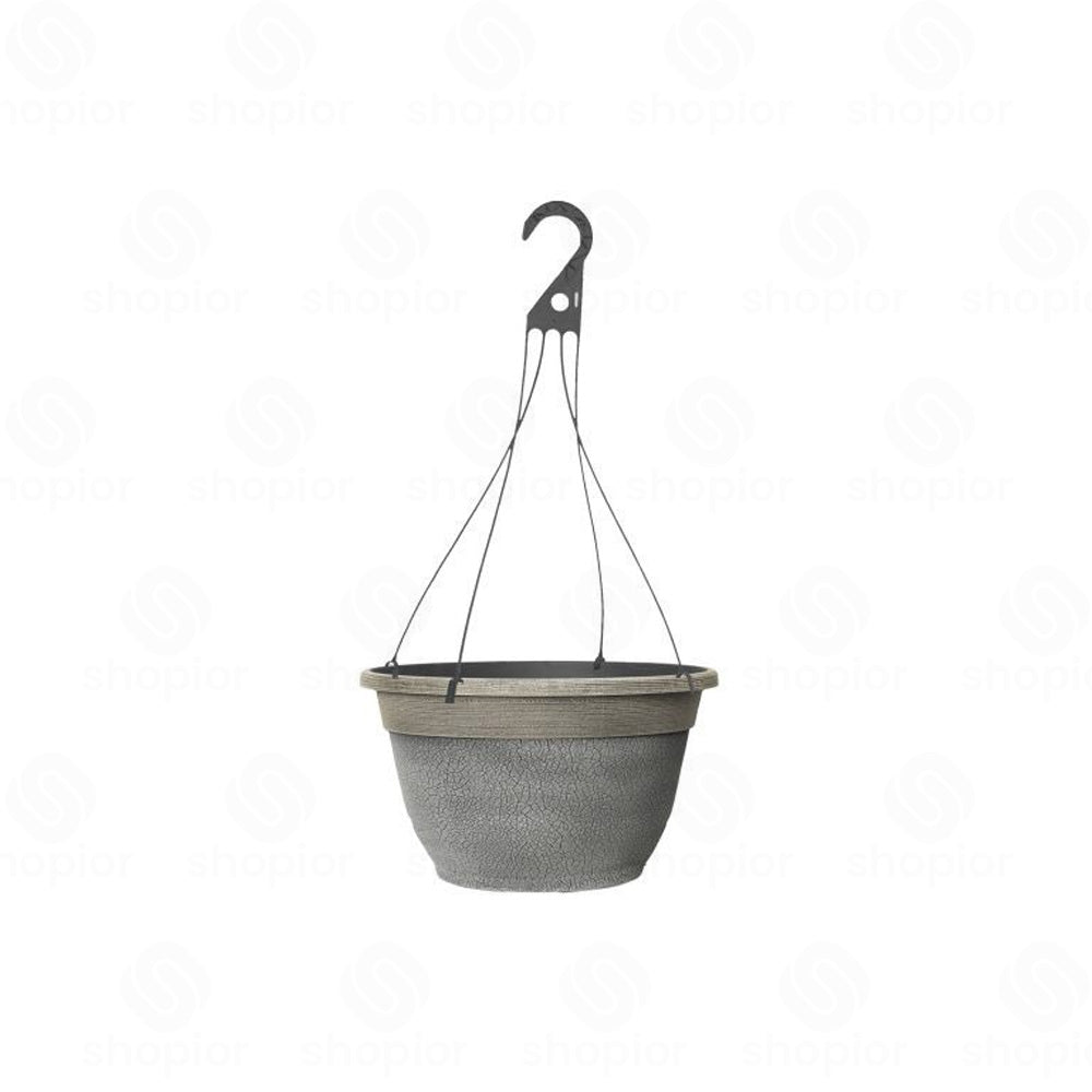 Decorative Plastic Planter Collection | Rustic Crackle Hanging Baskets  Indoor Plant Pots