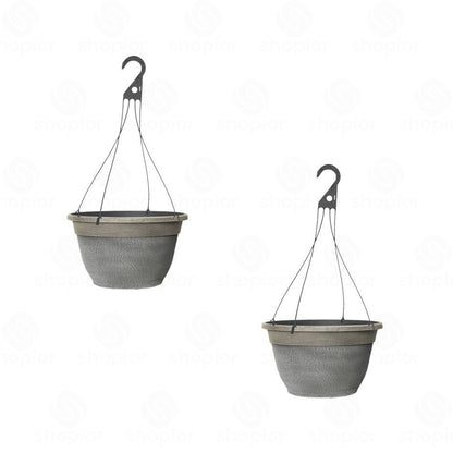 Decorative Plastic Planter Collection | Rustic Crackle Hanging Baskets  Indoor Plant Pots