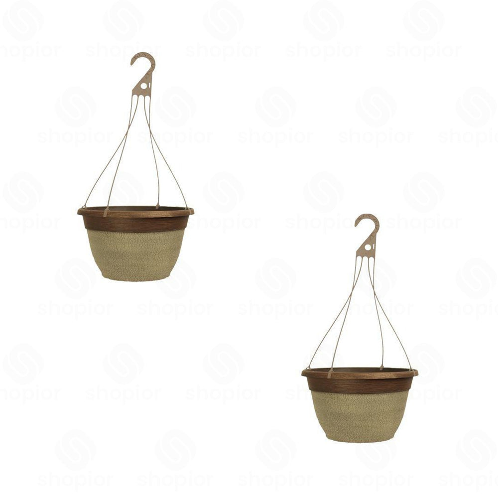Decorative Plastic Planter Collection | Rustic Crackle Hanging Baskets  Indoor Plant Pots