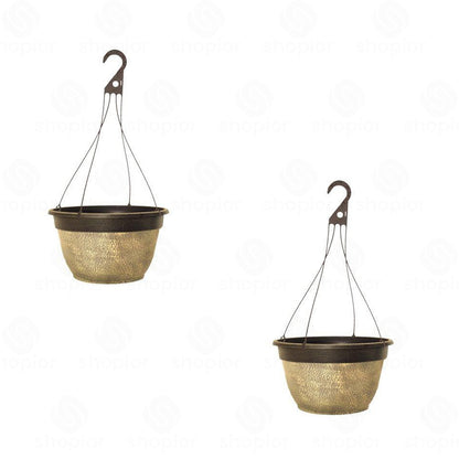 Decorative Plastic Planter Collection | Rustic Crackle Hanging Baskets  Indoor Plant Pots