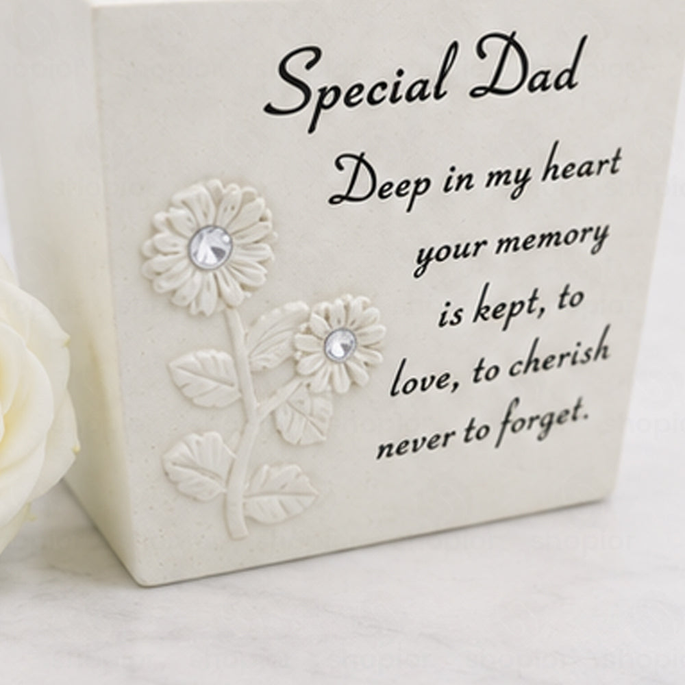 Memorial Grave Vase Flower Holder – Sunflower Diamante Stone Effect Resin Graveside Tribute and Ornament