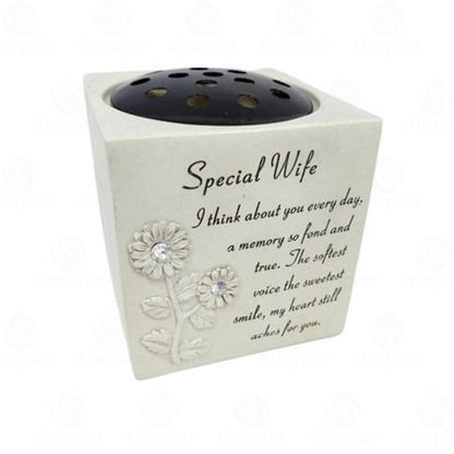 Memorial Grave Vase Flower Holder – Sunflower Diamante Stone Effect Resin Graveside Tribute and Ornament