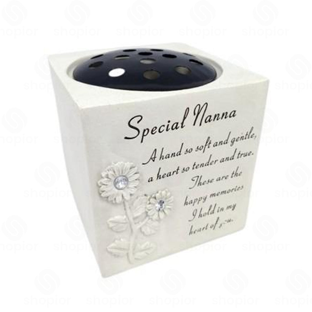 Memorial Grave Vase Flower Holder – Sunflower Diamante Stone Effect Resin Graveside Tribute and Ornament