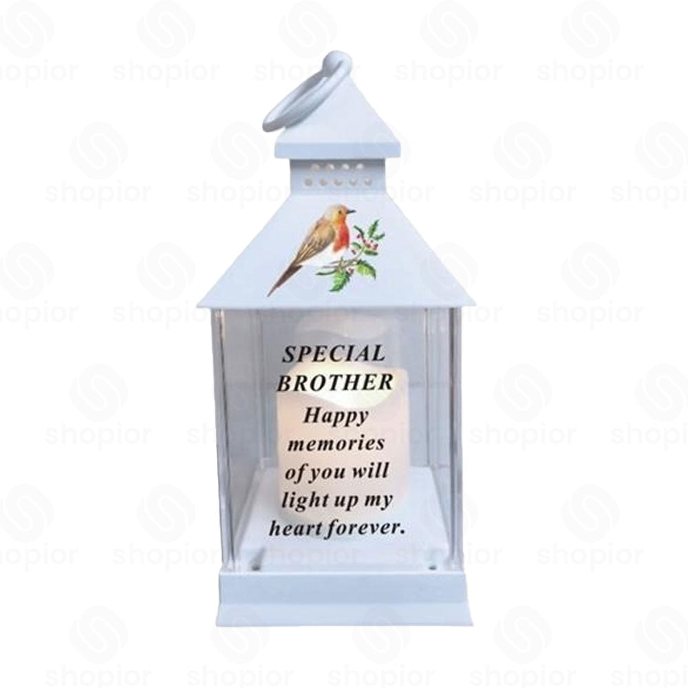 Waterproof Memorial Light Up Lantern for Graveside – Robin Flickering LED Candle