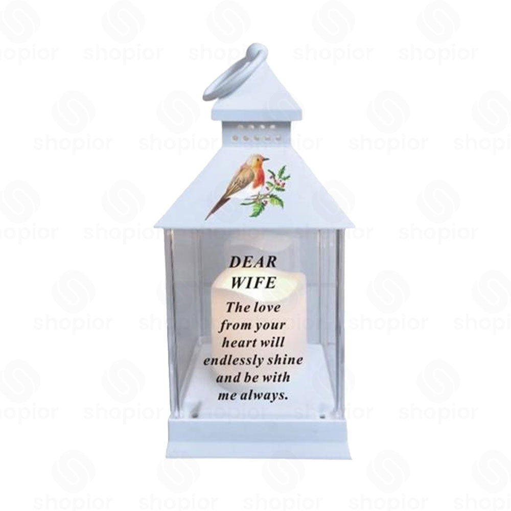 Waterproof Memorial Light Up Lantern for Graveside – Robin Flickering LED Candle