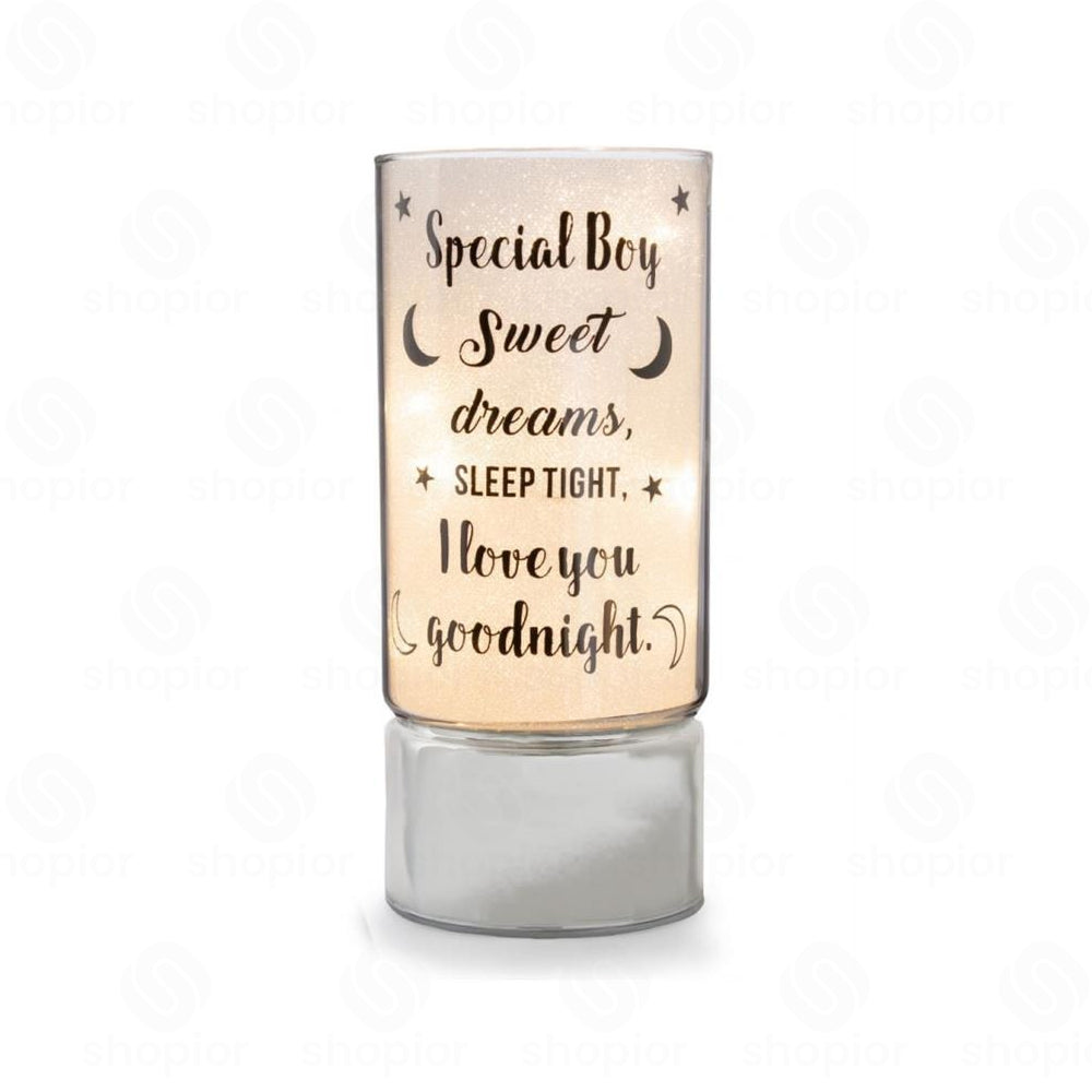 Battery Operated LED Glass Tube Light | Shimmering Message Lamp, Decorative Night Light