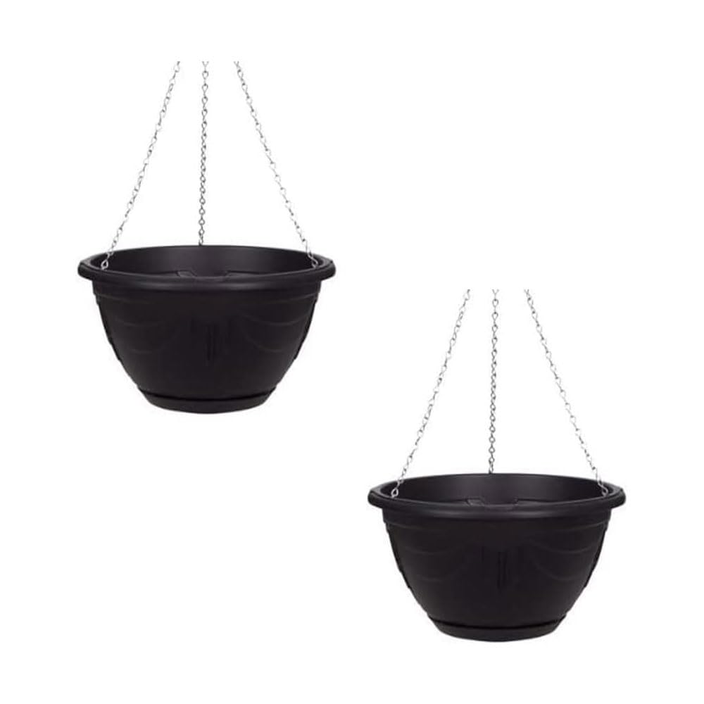 Flower and Herb Plastic Hanging Basket | Plant Saucer for Indoor Outdoor | Wall Planters | Plant Pots for Succulents | Hanging Flower Pots for Garden, Balcony - 32cm