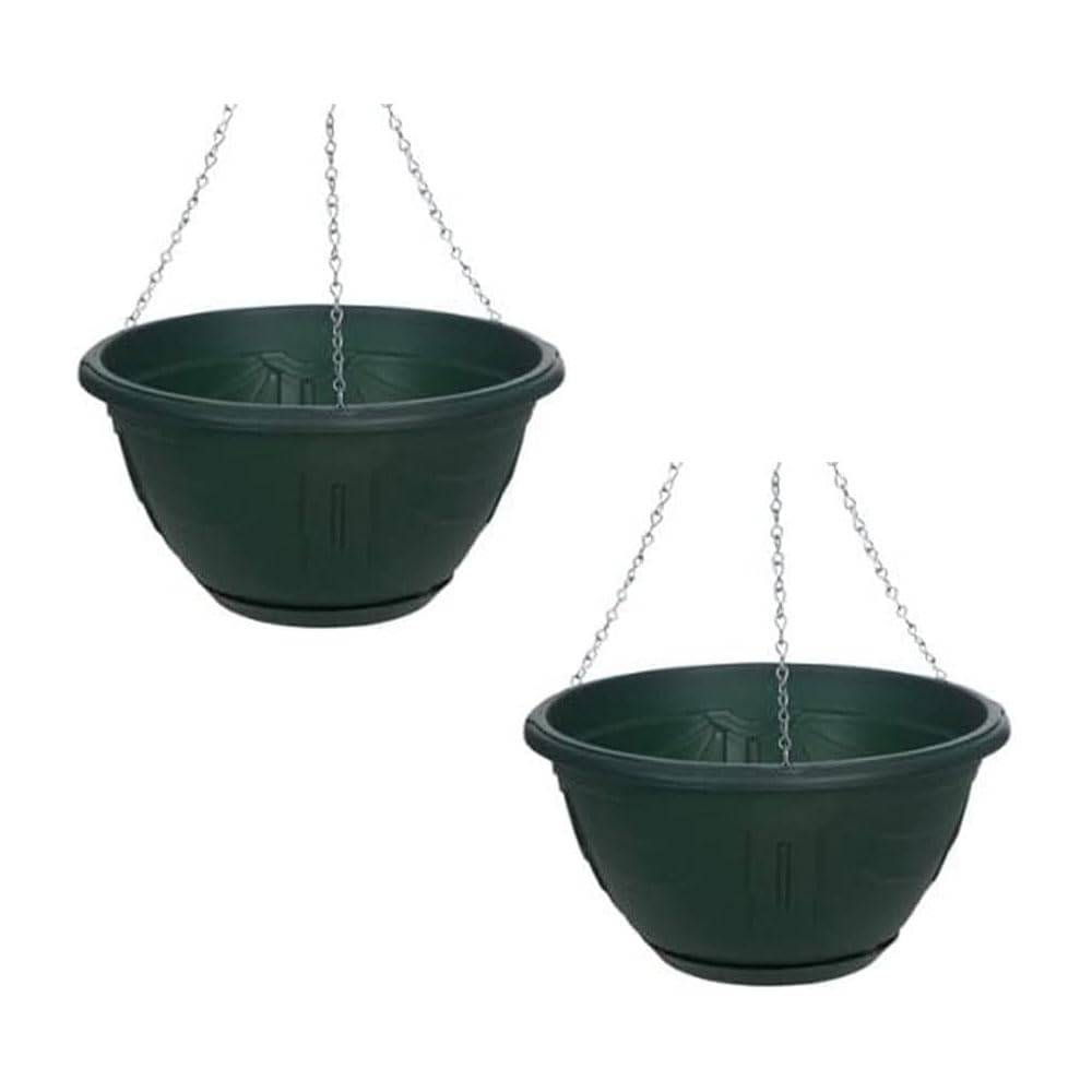 Flower and Herb Plastic Hanging Basket | Plant Saucer for Indoor Outdoor | Wall Planters | Plant Pots for Succulents | Hanging Flower Pots for Garden, Balcony - 32cm