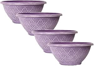 Plastic Prisma Bowl Planter – Round Garden Flower Pot with Drainage Holes