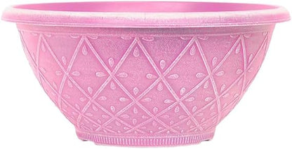 Plastic Prisma Bowl Planter – Round Garden Flower Pot with Drainage Holes