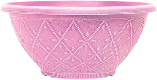 Plastic Prisma Bowl Planter – Round Garden Flower Pot with Drainage Holes