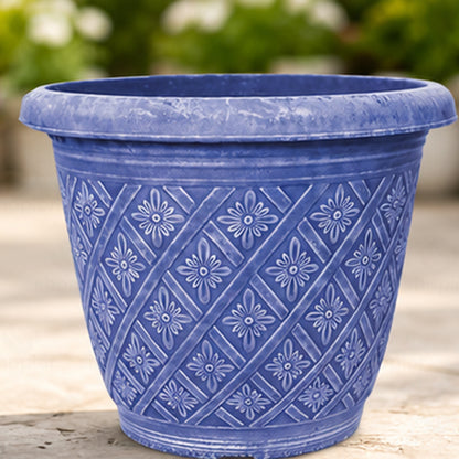 Woven Blossom Planter Decorative Plastic Plant Pot Indoor Outdoor Use | Flower Planter for Patio