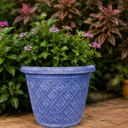 Woven Blossom Planter Decorative Plastic Plant Pot Indoor Outdoor Use | Flower Planter for Patio