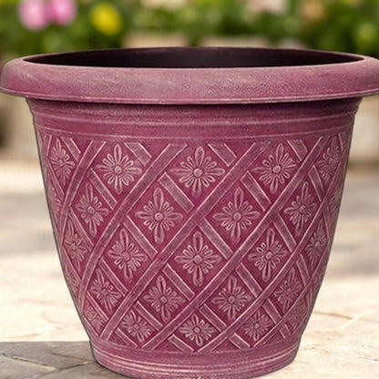 Woven Blossom Planter Decorative Plastic Plant Pot Indoor Outdoor Use | Flower Planter for Patio