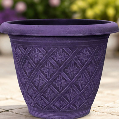 Woven Blossom Planter Decorative Plastic Plant Pot Indoor Outdoor Use | Flower Planter for Patio
