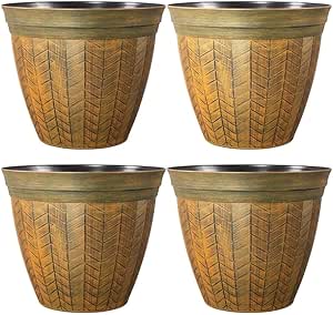Round Orange Plant Pot with Drainage Holes – Large Rust Effect Planter