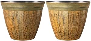 Round Orange Plant Pot with Drainage Holes – Large Rust Effect Planter