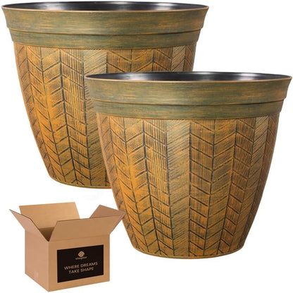 Round Orange Plant Pot with Drainage Holes – Large Rust Effect Planter