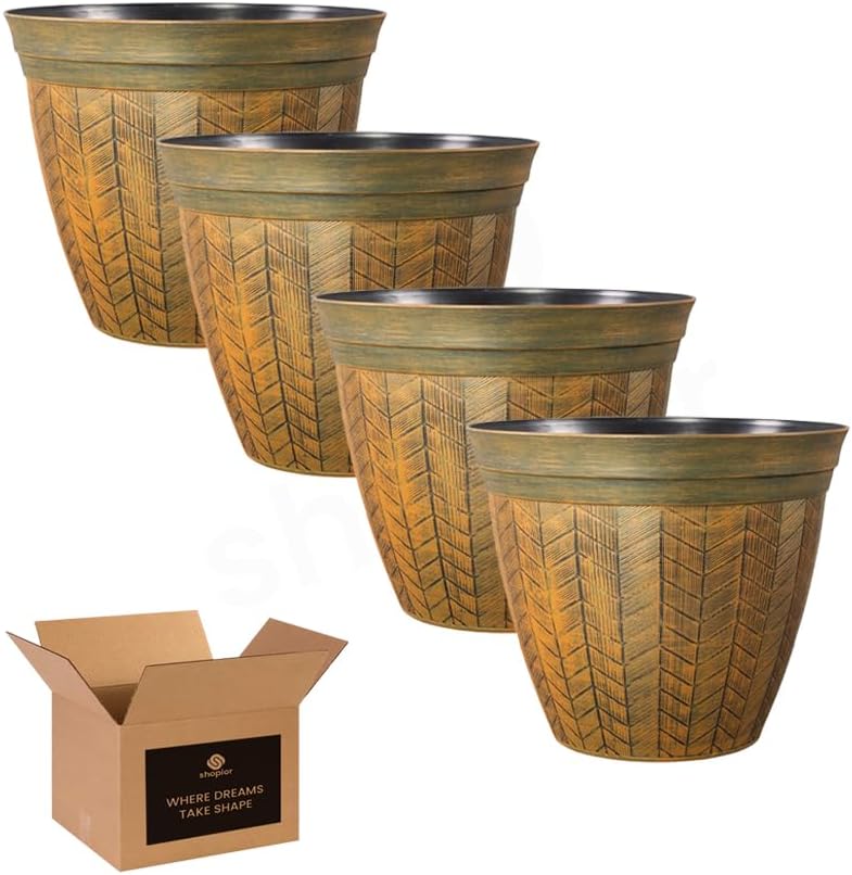 Round Orange Plant Pot with Drainage Holes – Large Rust Effect Planter