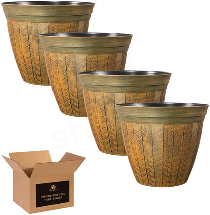 Round Orange Plant Pot with Drainage Holes – Large Rust Effect Planter