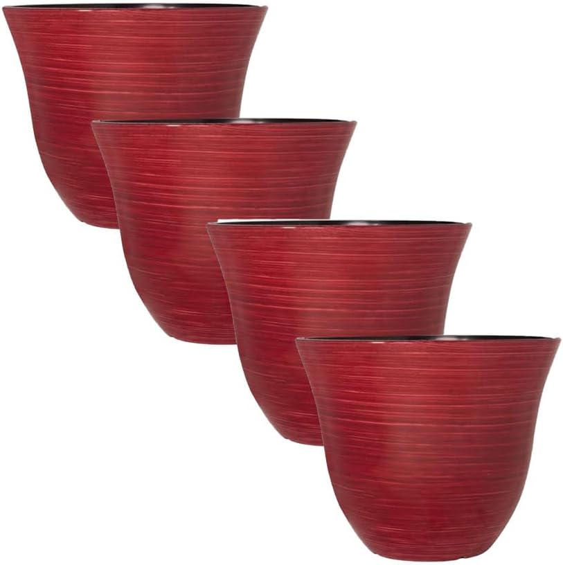 Round Plastic Plant Pot | Swirl Gloss Planter – 4L Indoor Outdoor Flower Pot