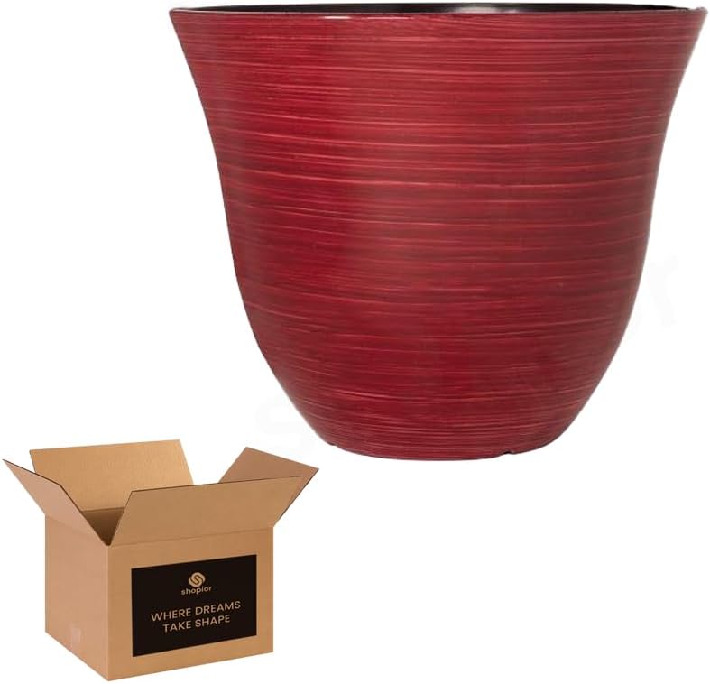 Round Plastic Plant Pot | Swirl Gloss Planter – 4L Indoor Outdoor Flower Pot