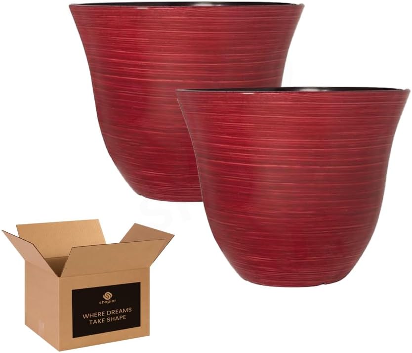 Round Plastic Plant Pot | Swirl Gloss Planter – 4L Indoor Outdoor Flower Pot