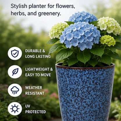 Dune Gloss Ripple Plastic Plant Pot–Outdoor Garden Planter with Drainage Holes
