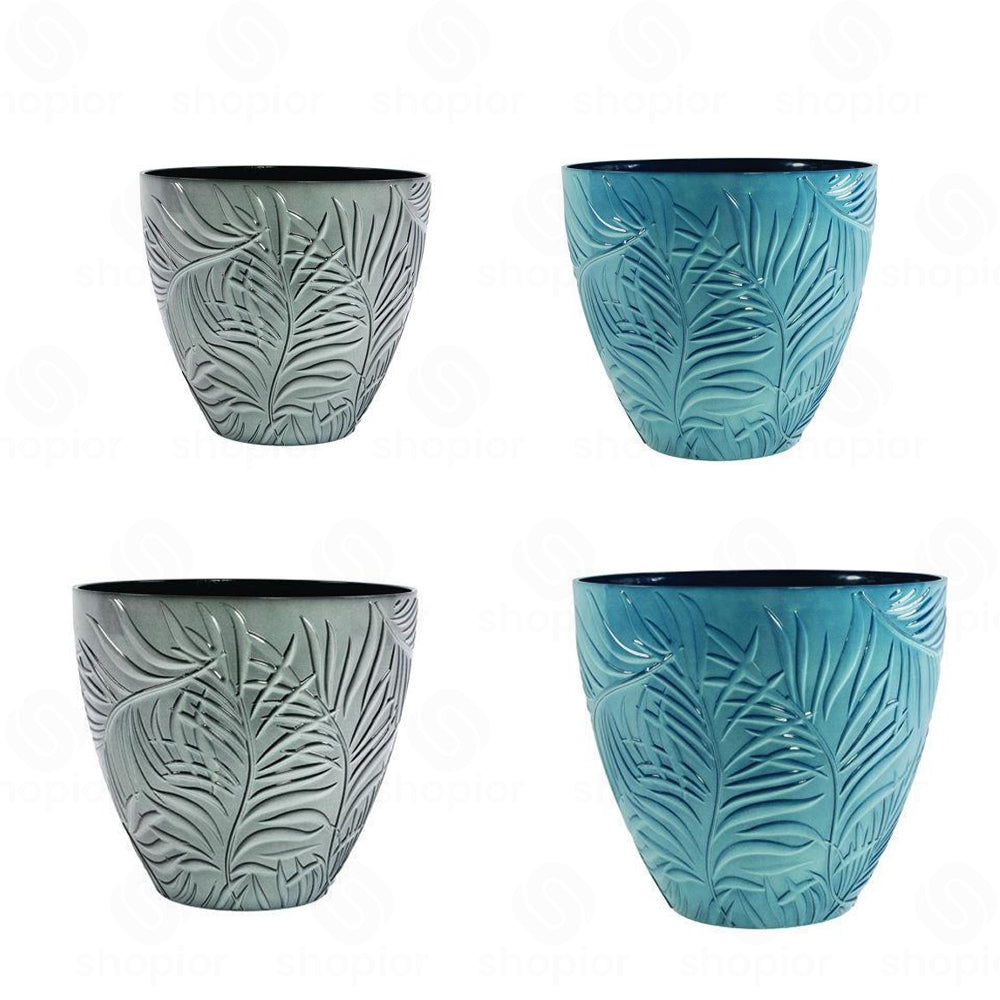 Fern Leaf Embossed Flower Pot – Modern Decorative Textured Plant Pots