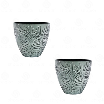 Fern Leaf Embossed Flower Pot – Modern Decorative Textured Plant Pots
