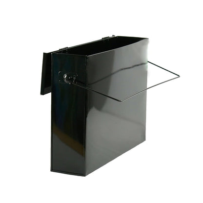 Fireside Ash Carrier Metal Tidy Box – Galvanised Black/Grey/Silver – Hot Ash Bucket Bin with Lid & Handle – Fireplace & Wood Burner Ash Pan Container