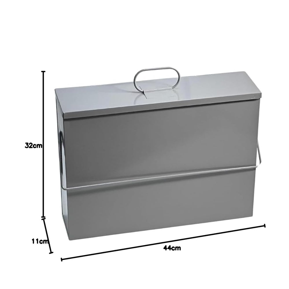 Fireside Ash Carrier Metal Tidy Box – Galvanised Black/Grey/Silver – Hot Ash Bucket Bin with Lid & Handle – Fireplace & Wood Burner Ash Pan Container