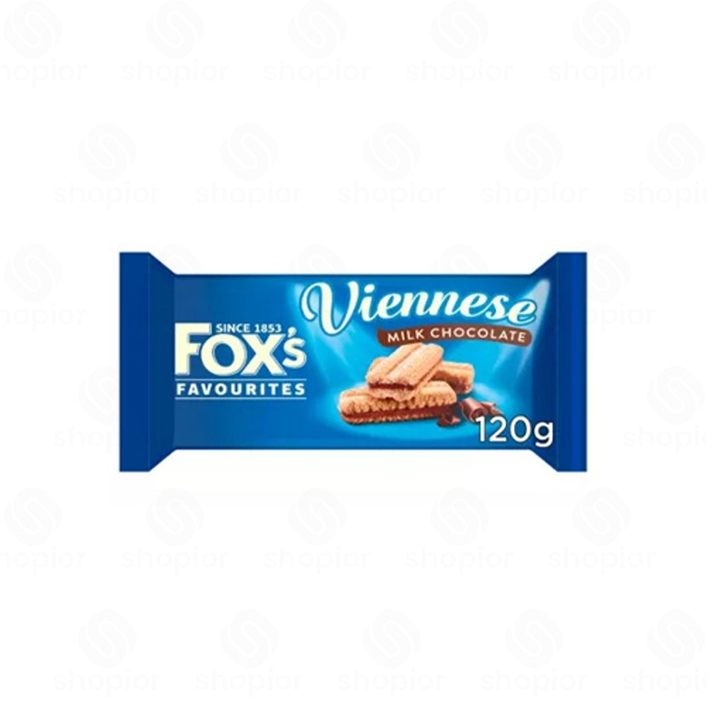 Fox's Viennese Milk Chocolate Biscuits 120g x 12 | Buttery Milk Chocolate Biscuits