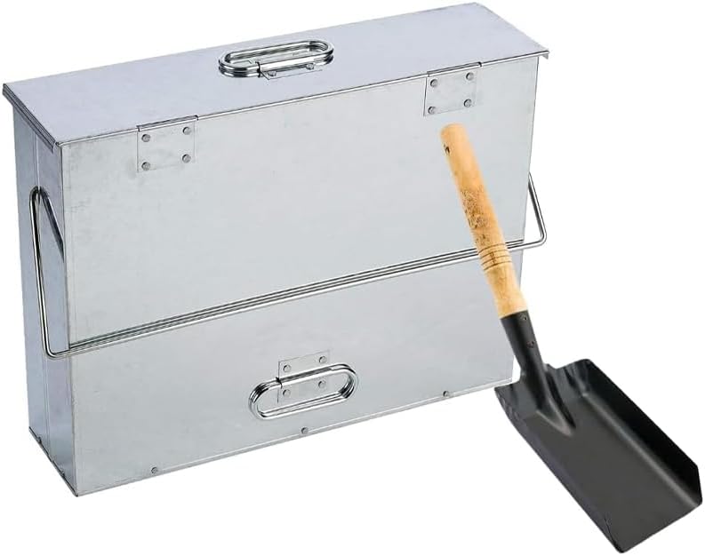 Fireside Ash Carrier & Storage Box – Galvanised Steel Ash Bucket Bin with Handle