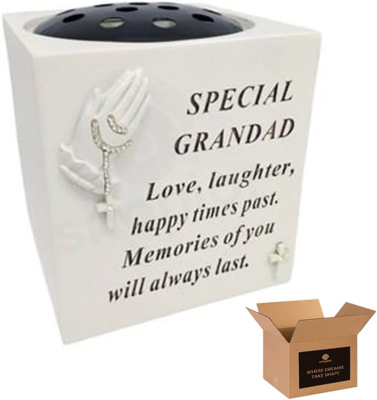 Graveside Memorial Praying Hands Rose Bowl with Touching Remembrance Verse